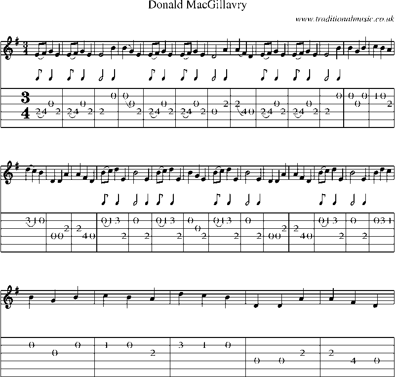 Guitar Tab and Sheet Music for Donald Macgillavry