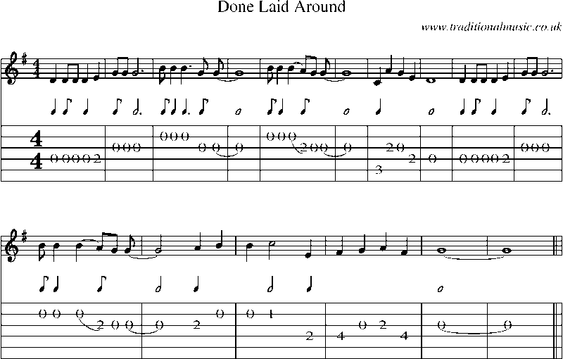 Guitar Tab and Sheet Music for Done Laid Around