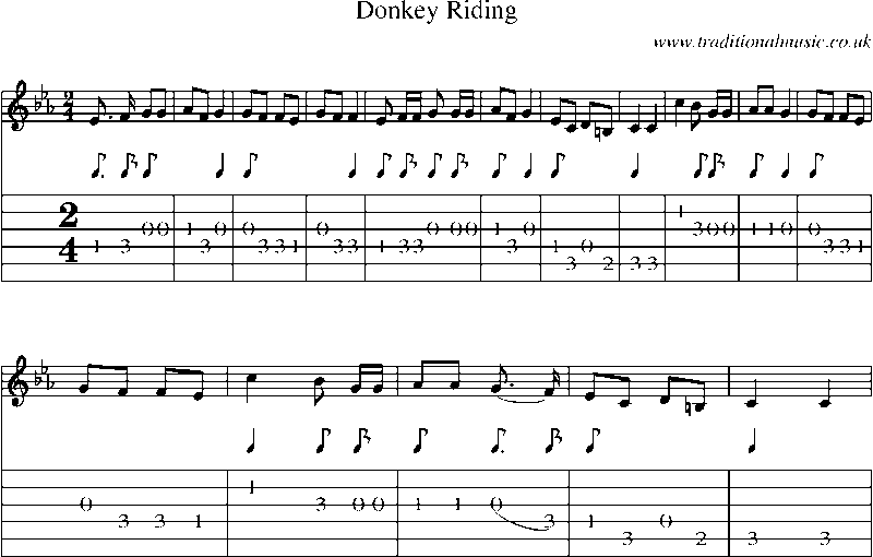 Guitar Tab and Sheet Music for Donkey Riding
