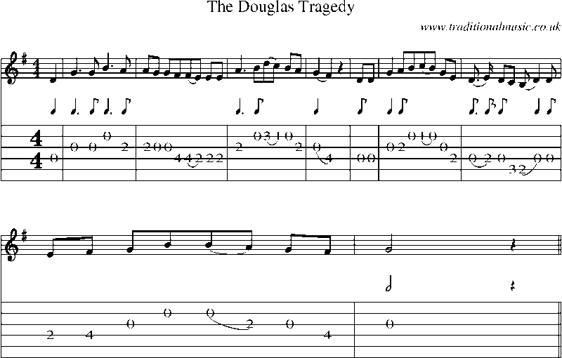 Guitar Tab and Sheet Music for The Douglas Tragedy
