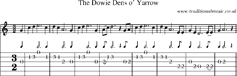 Guitar Tab and Sheet Music for The Dowie Dens O' Yarrow(1)