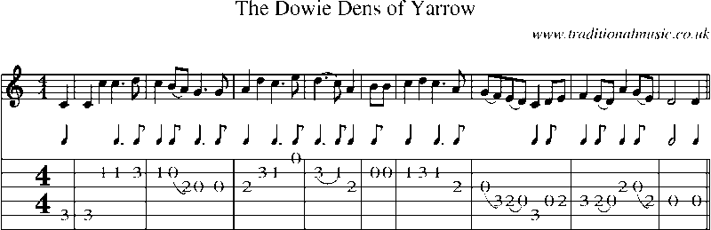 Guitar Tab and Sheet Music for The Dowie Dens Of Yarrow(3)