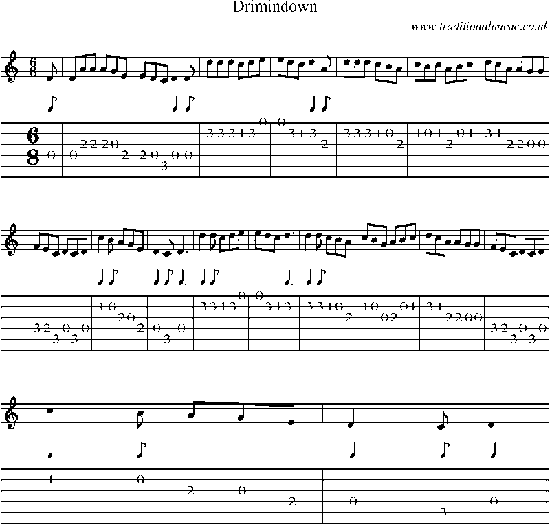 Guitar Tab and Sheet Music for Drimindown