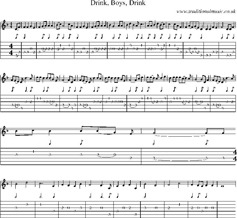 Guitar Tab and Sheet Music for Drink, Boys, Drink