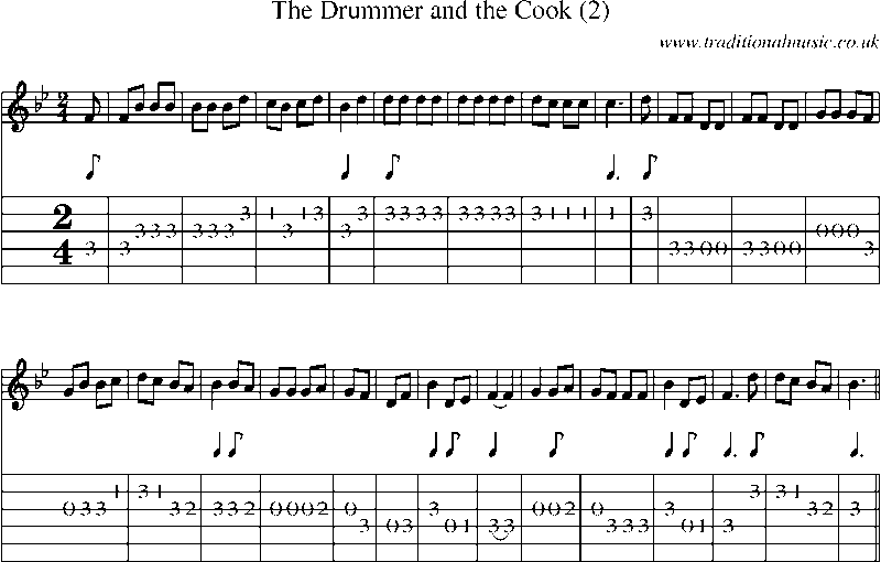 Guitar Tab and Sheet Music for The Drummer And The Cook (2)