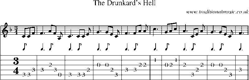 Guitar Tab and Sheet Music for The Drunkard's Hell
