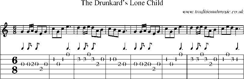 Guitar Tab and Sheet Music for The Drunkard's Lone Child