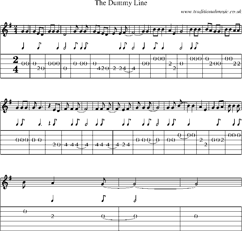 Guitar Tab and Sheet Music for The Dummy Line