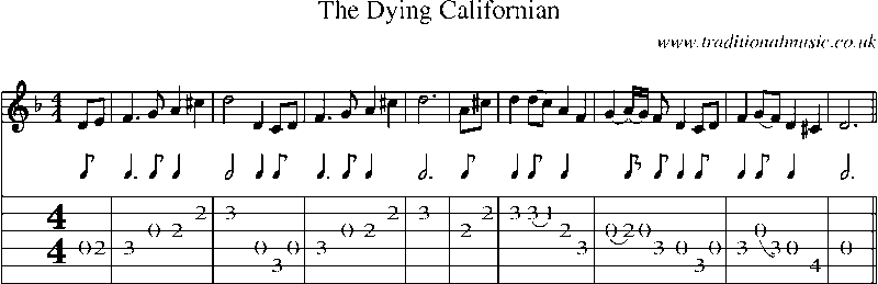 Guitar Tab and Sheet Music for The Dying Californian