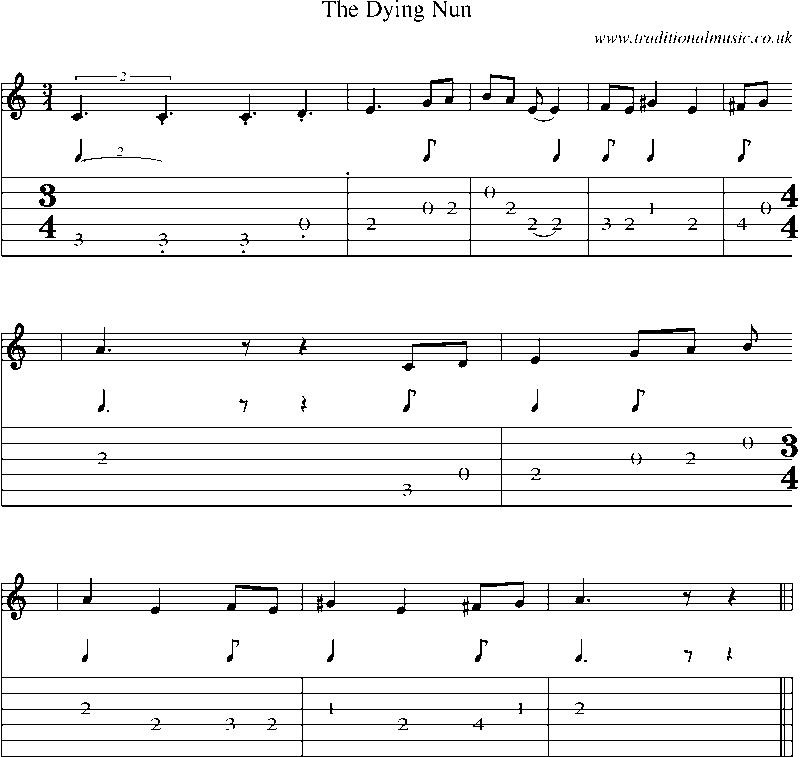 Guitar Tab and Sheet Music for The Dying Nun