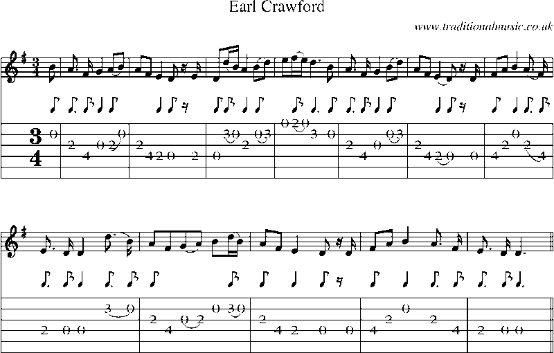 Guitar Tab and Sheet Music for Earl Crawford
