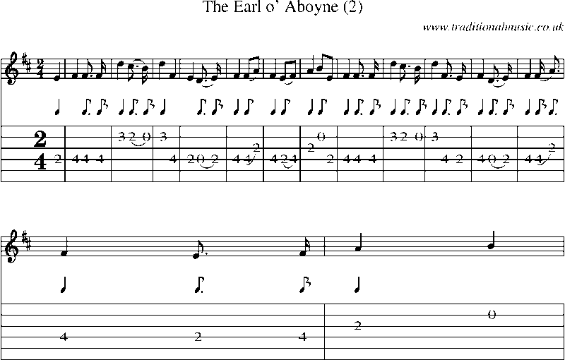 Guitar Tab and Sheet Music for The Earl O' Aboyne (2)