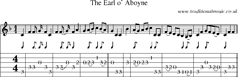 Guitar Tab and Sheet Music for The Earl O' Aboyne