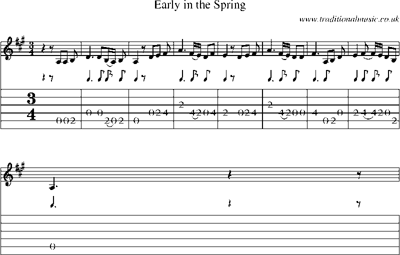 Guitar Tab and Sheet Music for Early In The Spring