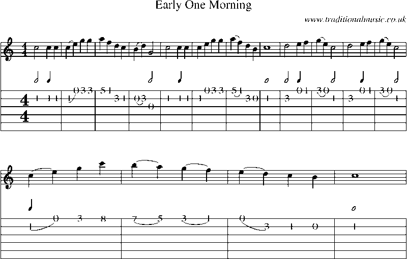 Guitar Tab and Sheet Music for Early One Morning