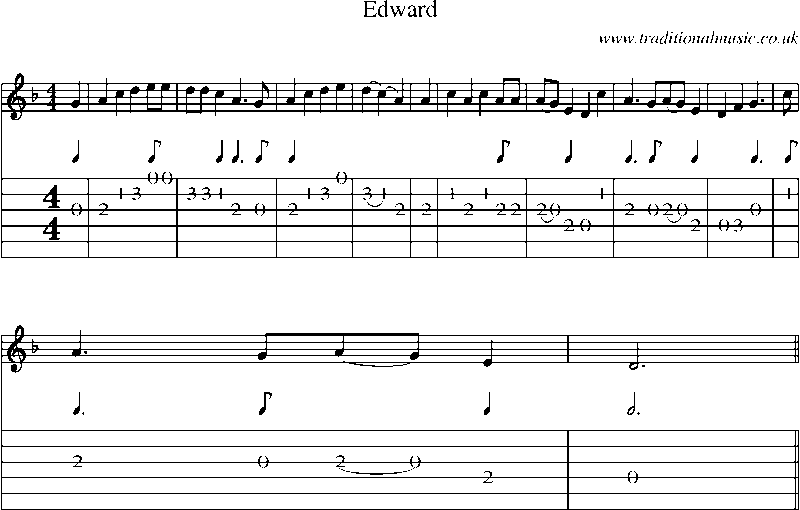 Guitar Tab and Sheet Music for Edward