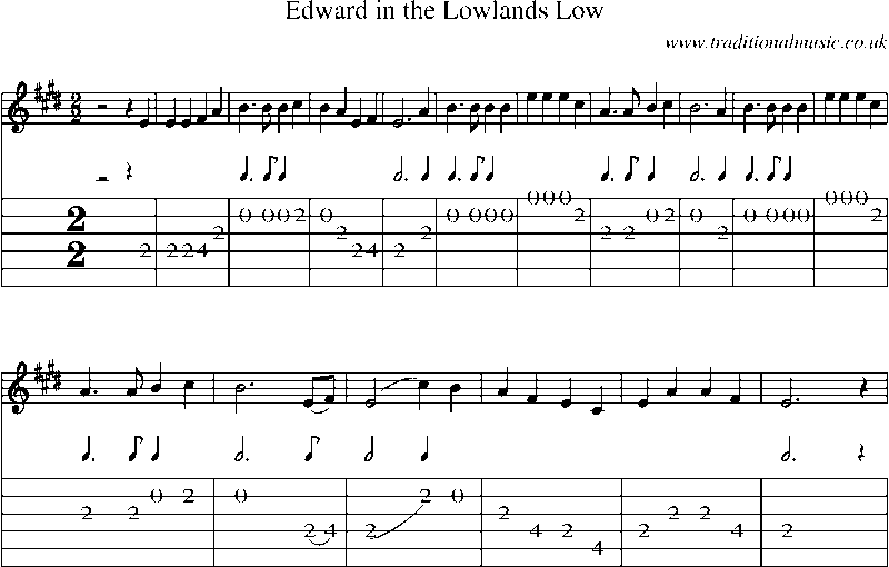 Guitar Tab and Sheet Music for Edward In The Lowlands Low