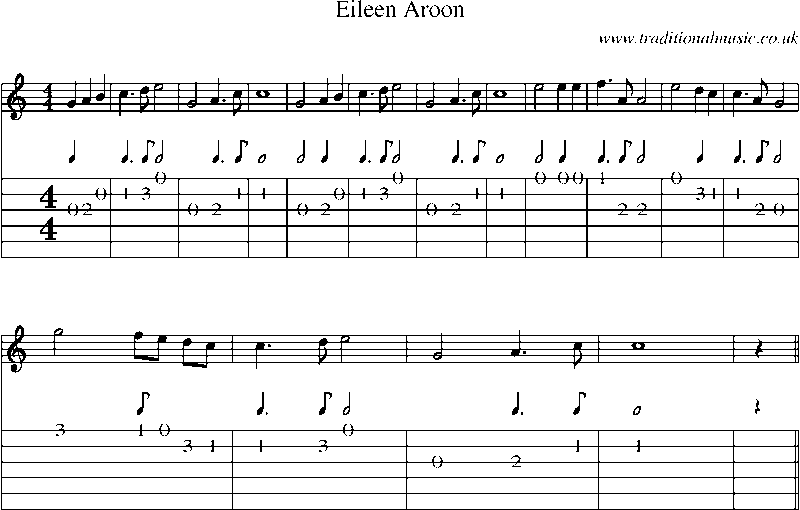 Guitar Tab and Sheet Music for Eileen Aroon(1)