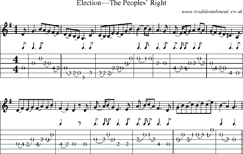 Guitar Tab and Sheet Music for Election--the Peoples' Right