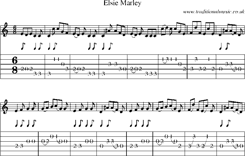 Guitar Tab and Sheet Music for Elsie Marley