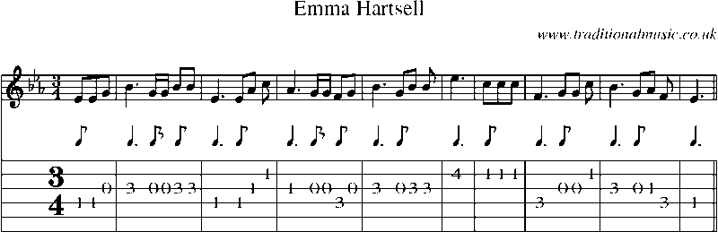 Guitar Tab and Sheet Music for Emma Hartsell