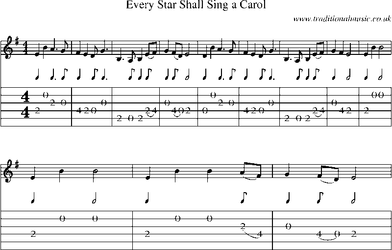 Guitar Tab and Sheet Music for Every Star Shall Sing A Carol
