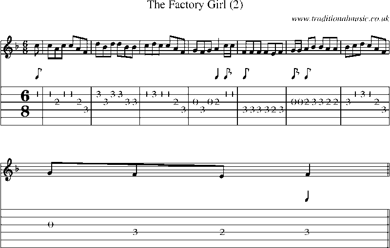 Guitar Tab and Sheet Music for The Factory Girl (2)
