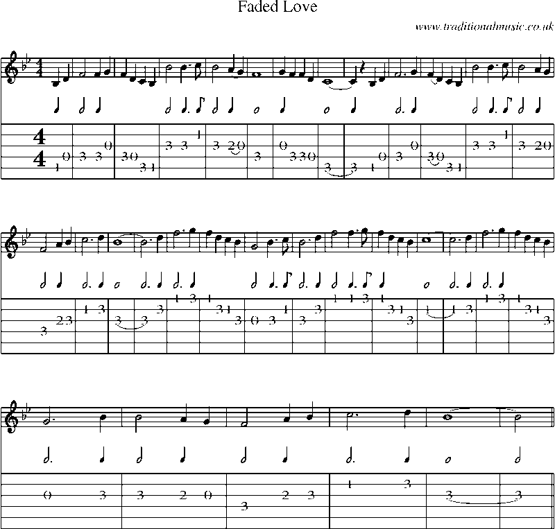Guitar Tab and Sheet Music for Faded Love