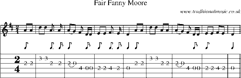 Guitar Tab and Sheet Music for Fair Fanny Moore(1)