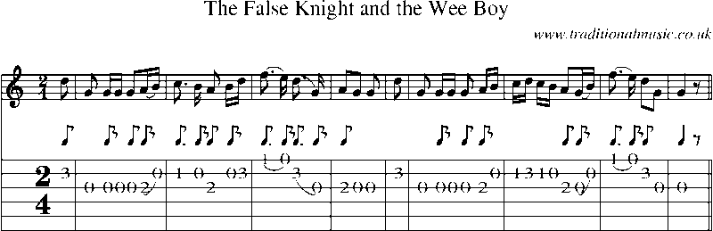 Guitar Tab and Sheet Music for The False Knight And The Wee Boy