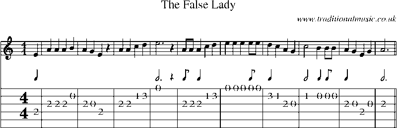 Guitar Tab and Sheet Music for The False Lady