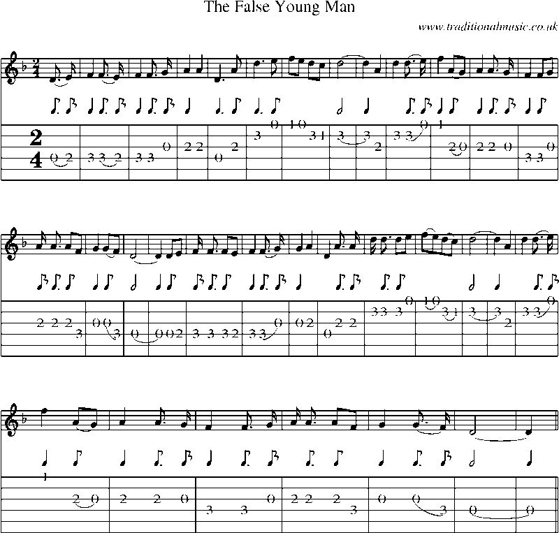 Guitar Tab and Sheet Music for The False Young Man(1)
