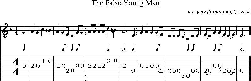 Guitar Tab and Sheet Music for The False Young Man