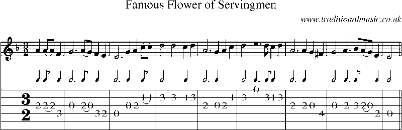 Guitar Tab and Sheet Music for Famous Flower Of Servingmen
