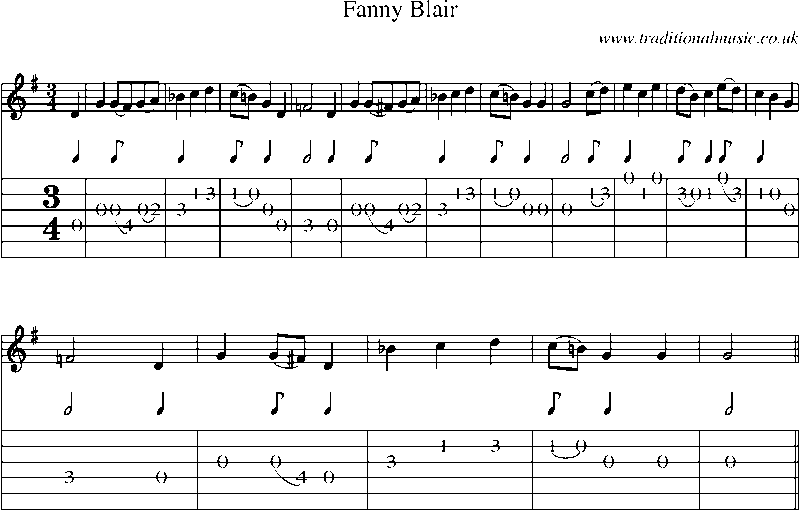 Guitar Tab and Sheet Music for Fanny Blair