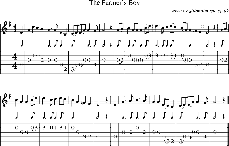 Guitar Tab and Sheet Music for The Farmer's Boy(1)