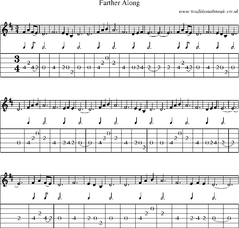 Guitar Tab and Sheet Music for Farther Along