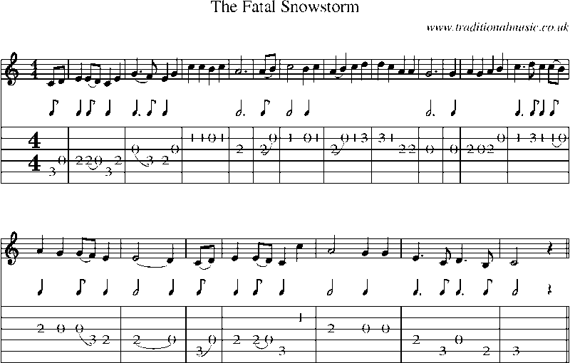 Guitar Tab and Sheet Music for The Fatal Snowstorm