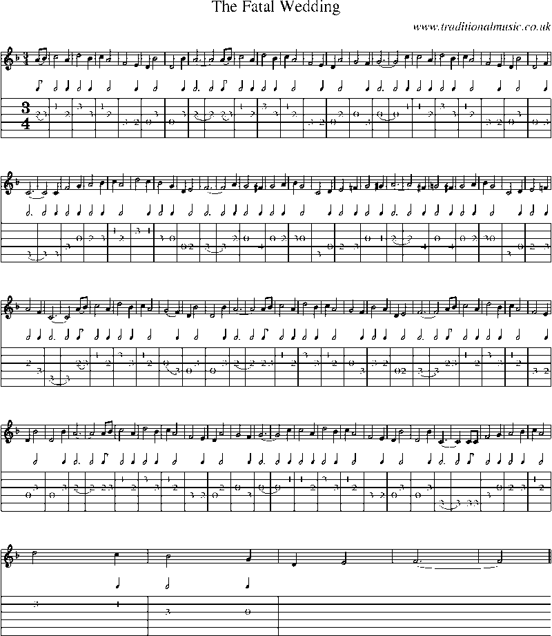 Guitar Tab and Sheet Music for The Fatal Wedding