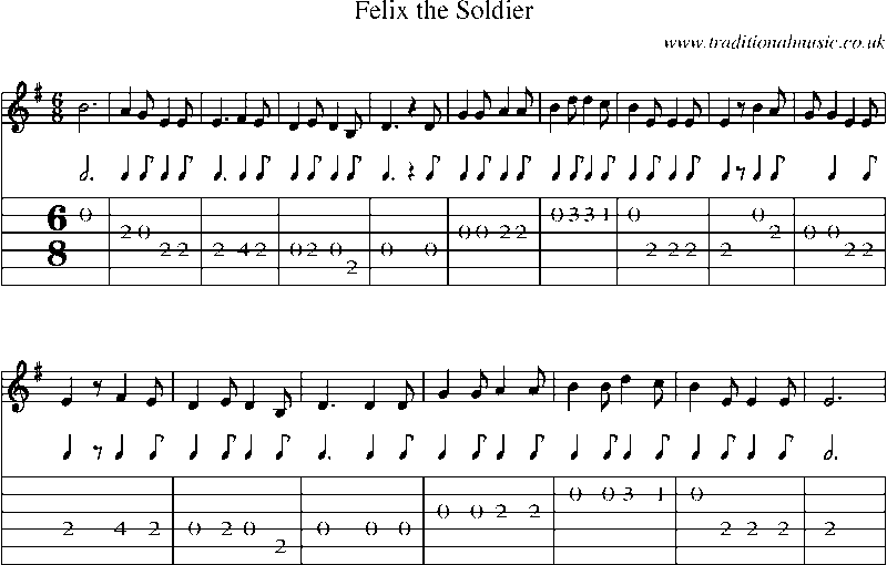 Guitar Tab and Sheet Music for Felix The Soldier