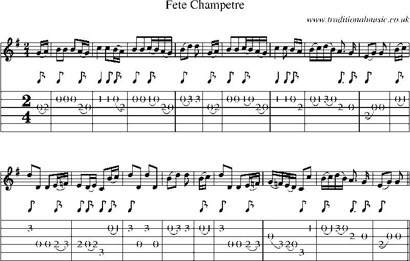 Guitar Tab and Sheet Music for Fete Champetre