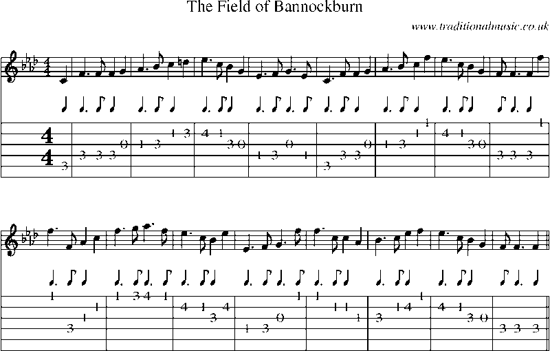 Guitar Tab and Sheet Music for The Field Of Bannockburn