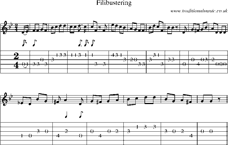 Guitar Tab and Sheet Music for Filibustering
