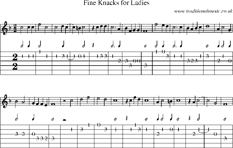 Guitar Tab and Sheet Music for Fine Knacks For Ladies