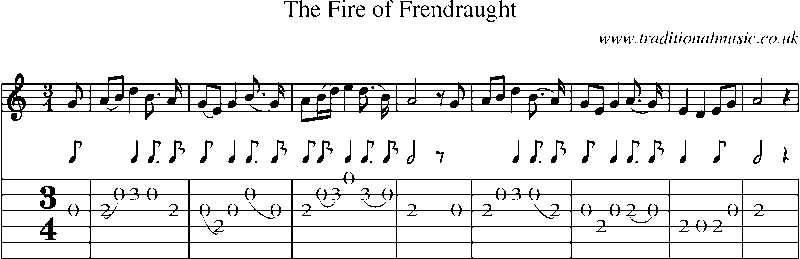 Guitar Tab and Sheet Music for The Fire Of Frendraught