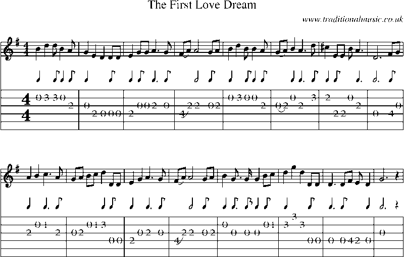 Guitar Tab and Sheet Music for The First Love Dream