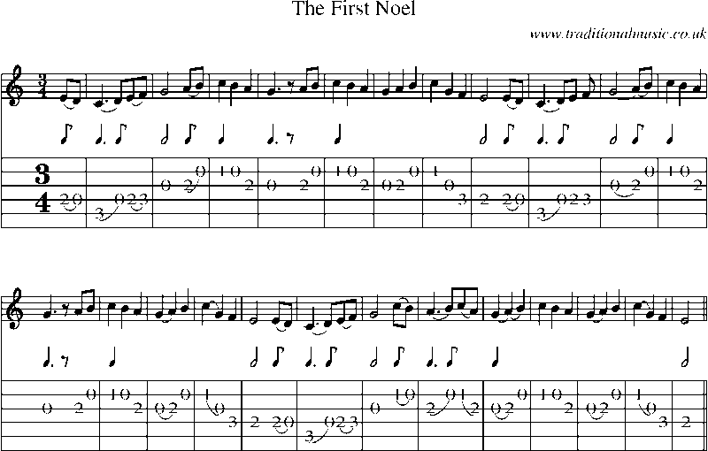 Guitar Tab and Sheet Music for The First Noel