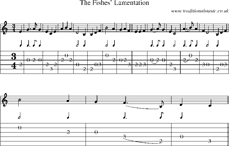 Guitar Tab and Sheet Music for The Fishes' Lamentation