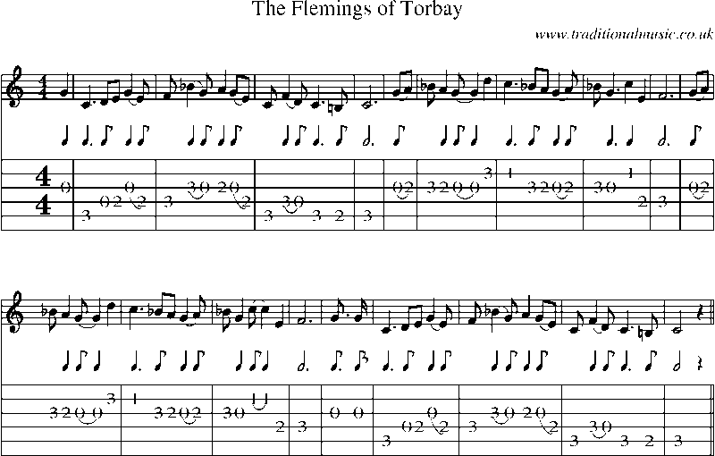 Guitar Tab and Sheet Music for The Flemings Of Torbay