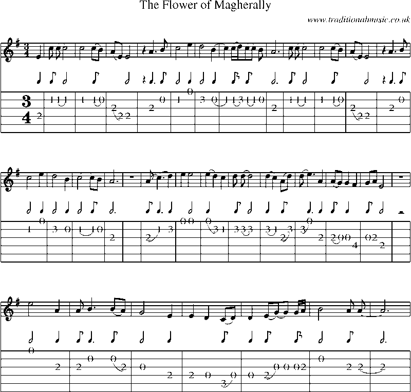 Guitar Tab and Sheet Music for The Flower Of Magherally